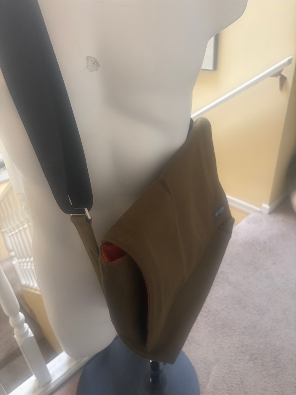 Jack Spade Brown Messenger Bag with Orange Interior and Black Strap